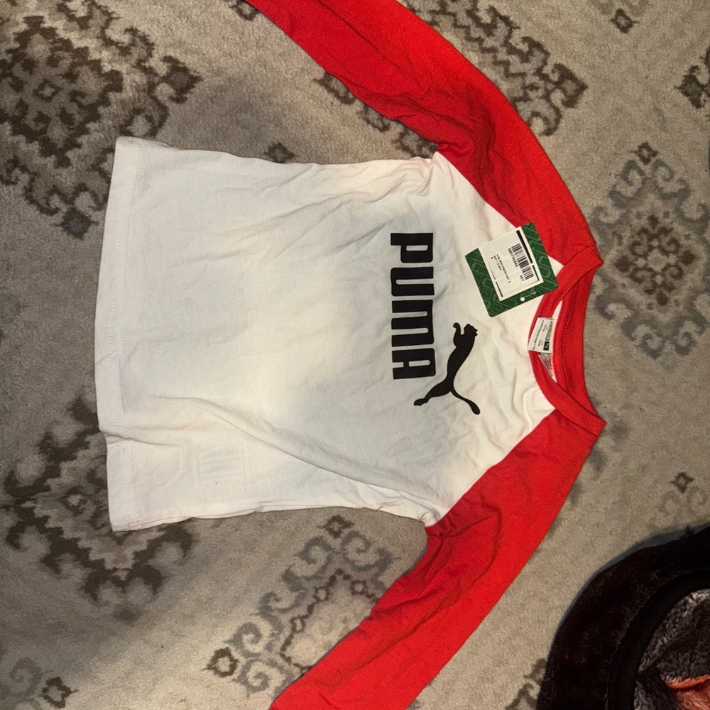 PUMA Kids Red and White Long Sleeve Shirt
